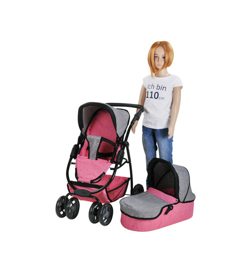 Knorrtoys Puppenwagen Coco Jeans-Pink