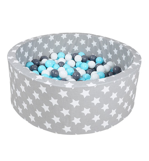 Knorrtoys Kinder Baby Soft Bällebad grau Punkte Sterne weiß rund mit 300 Bällen 