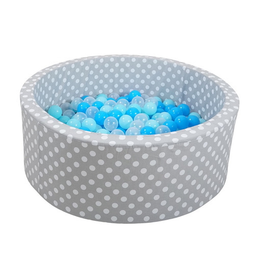 knorrtoys Bällebad Soft inkl.300 Bälle Grey white dots - blue blue
