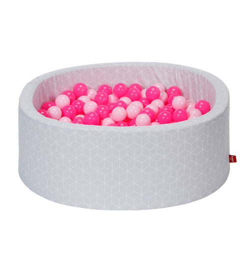 knorrtoys Bällebad Soft inkl.300 Bälle Geo Cube grey - pink