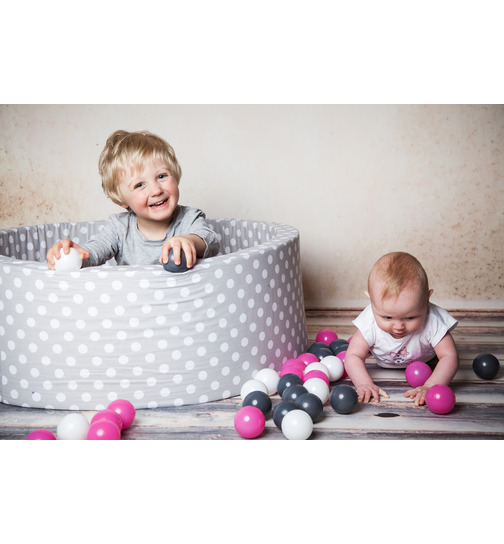 knorrtoys Bällebad Soft inkl.300 Bälle Grey with dots - creme grey rose