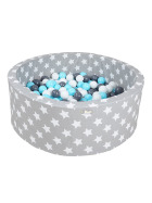 knorrtoys Bällebad Soft inkl.300 Bälle Grey white stars - creme grey lightblue