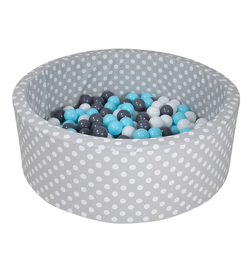knorrtoys Bällebad Soft inkl.300 Bälle white dots - creme grey lightblue