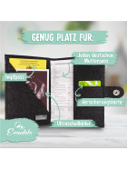 Emadele Mutterpass Stoffhülle Herz-Fuß dunkelgrau